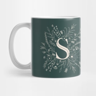 Botanical Letter S (Forest Green) Mug